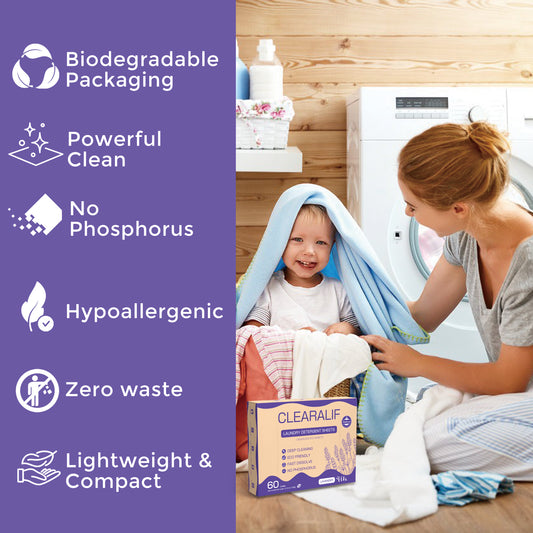 60 Loads Laundry Detergent Sheets Fresh Lavender Scent