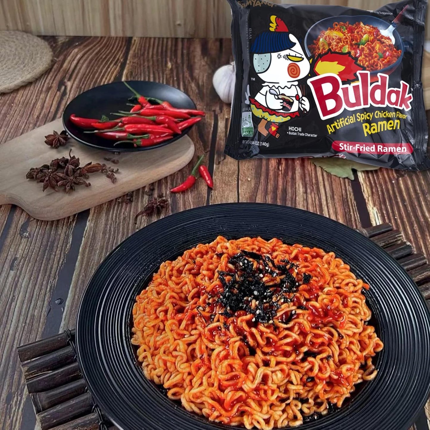 Samyang Buldak Ramen,Spicy Noodles,Stir Fried Ramen Noodles,Original Chicken Flavor,40 Packs in 1 Box