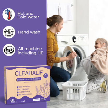 60 Loads Laundry Detergent Sheets Fresh Lavender Scent