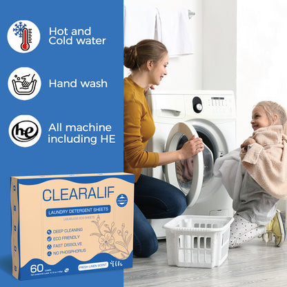 60 Loads Laundry Detergent Sheets Linen Scent
