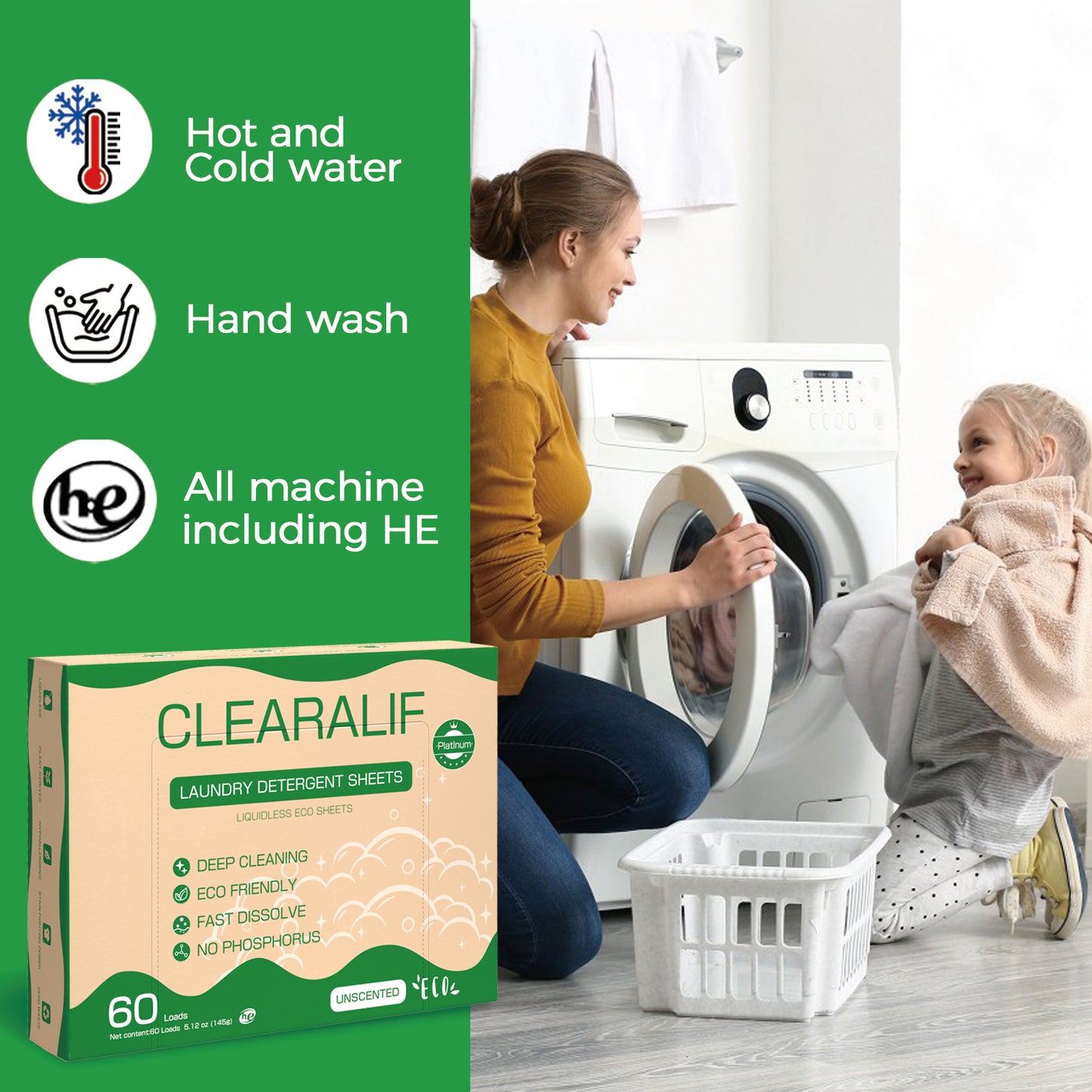60 Loads Laundry Detergent Sheets Fresh Scent