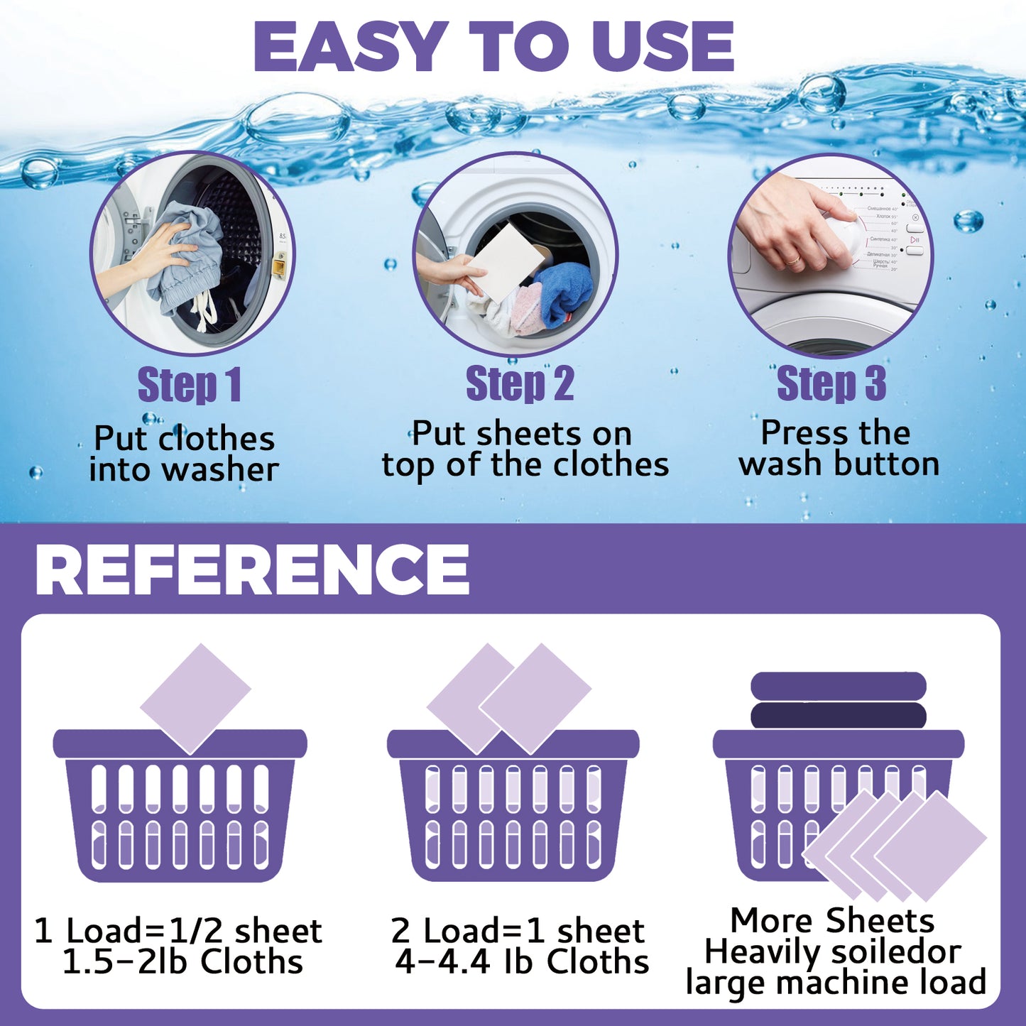 60 Loads Laundry Detergent Sheets Fresh Lavender Scent