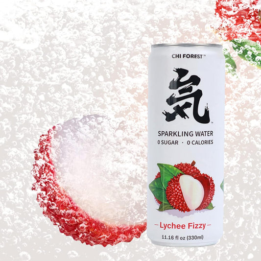 Chi Forest Sparkling Water,Caffeine free,Gluten free,Vegan,0 sugar,0 calories,Lychee Fizzy Flavor,11.16 Fl oz,24 Cans