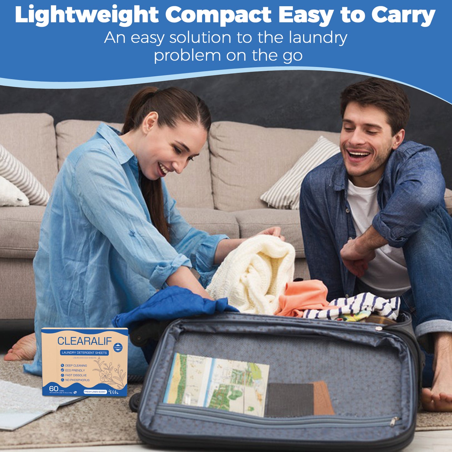 60 Loads Laundry Detergent Sheets Linen Scent