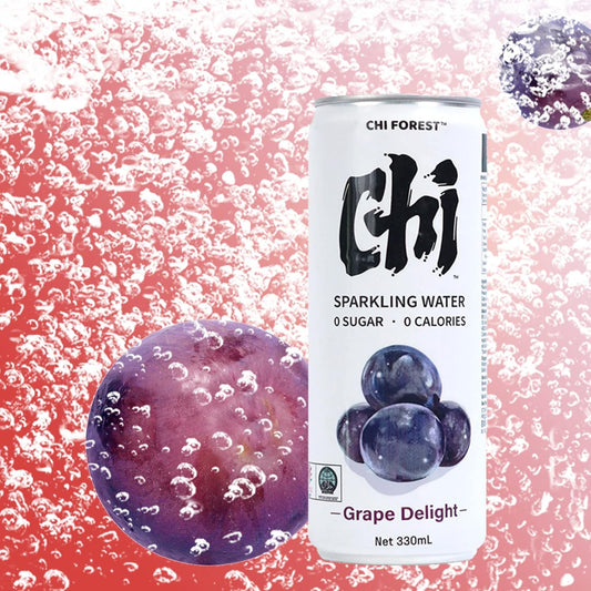 Chi Forest Sparkling Water,Caffeine free,Gluten free,Vegan,0 sugar,0 calories,Grape Delight Flavor,11.16 Fl oz,24 Cans