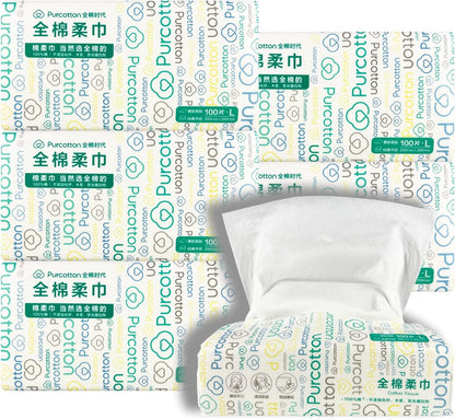 Cotton Ultra Soft Facial Tissue 100% Cotton 600 Count Unscented Cotton Dry Wet Disposable face towel for Sensitive Skin Baby Wipes lint free Gentle cleaning Soft Cotton Tissue