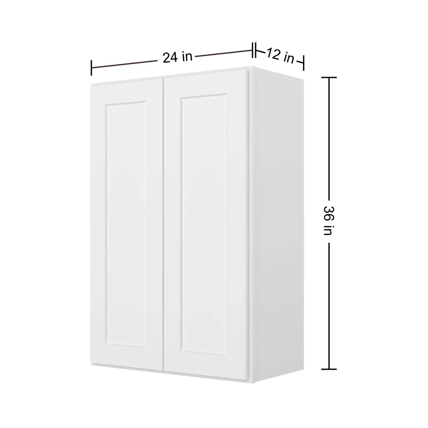 Cros Easy-DIY 24-in W x 12-in D x 36-in H in Shaker White Ready to Assemble Wall Kitchen Cabinet 2 Doors-2 Shelves