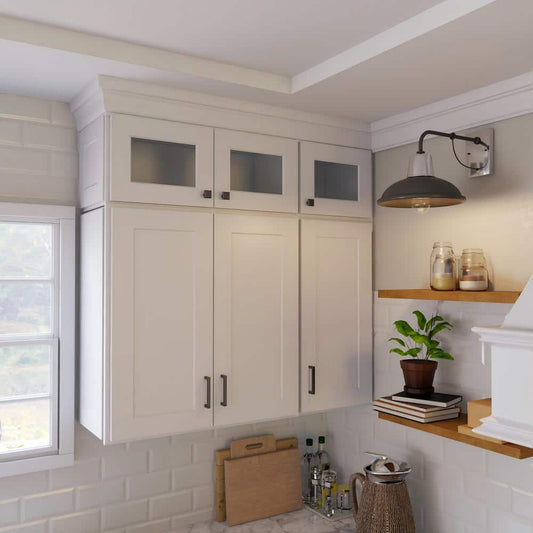 Cros Easy DIY Royal White Plywood 12-in W x D x H Wall Kitchen Cabinet Ready to Assemble, Glass NOT Included